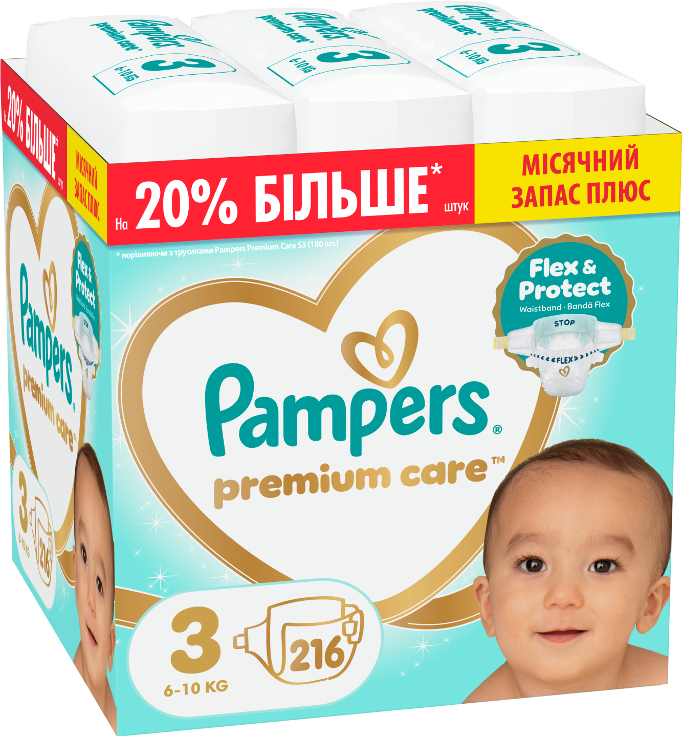 Одноразовые подгузники Pampers Premium Care Размер 3 (6-10 кг) 216 шт (80883542)